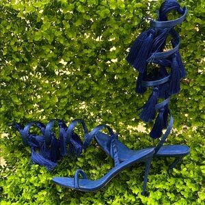 Elegant Blue Tassel Women's Heels